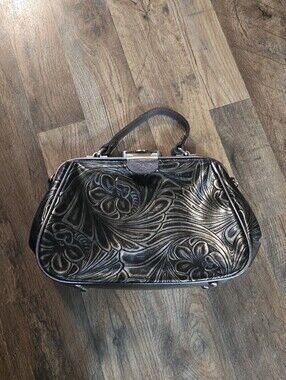 Patricia Nash Floral Metallic Black Handbag